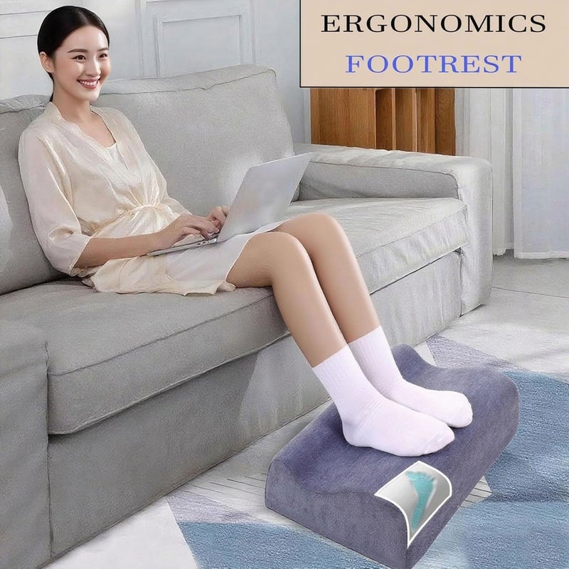 COMFelicify Foot Rest for Under Desk at Work, Ergonomic Under Desk Footrest with Washable Cover, Memory Foam Foot Stool for Office Chair & Gaming Chair, Back & Hip Pain Relief, Blue - Image 3
